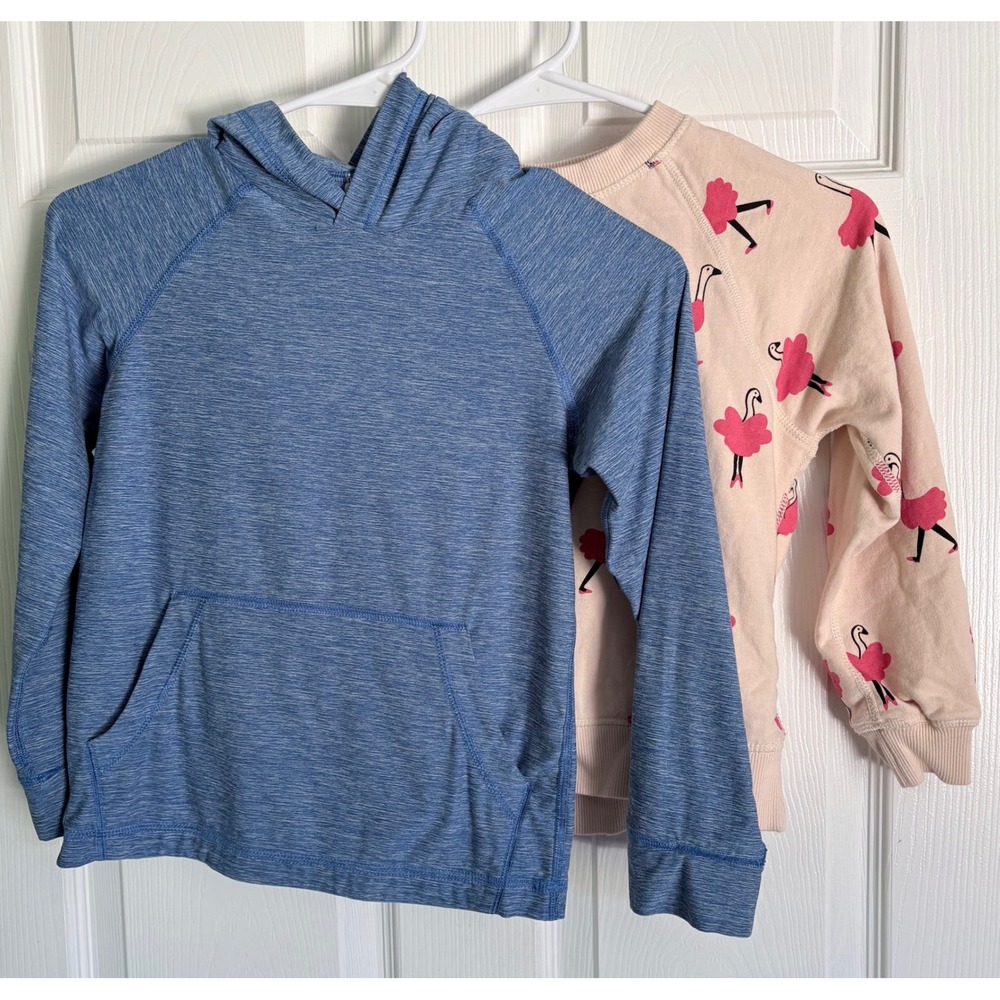 Hanna Andersson Hoodie and Sweatshirt Lot Size 120 US 6-7 Blue Pink Flamingo
